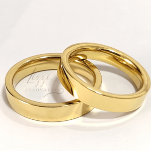 Par Aliança Casamento Reta 4mm Com 6 Camadas Ouro 18k em Tungstênio