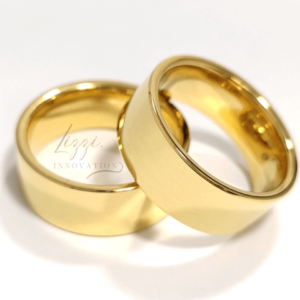 Par Aliança Casamento Reta 8mm Com 6 Camadas Ouro 18k em Tungstênio