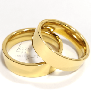 Par Aliança Casamento Reta 6mm Com 6 Camadas Ouro 18k em Tungstênio