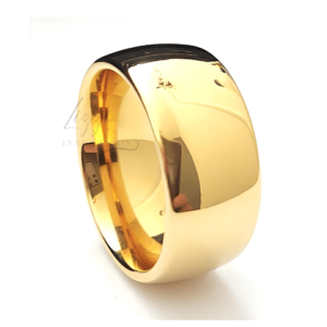 Unidade Aliança Casamento Boleada Tradicional 10mm Com 6 Camadas Ouro 18k em Tungstênio