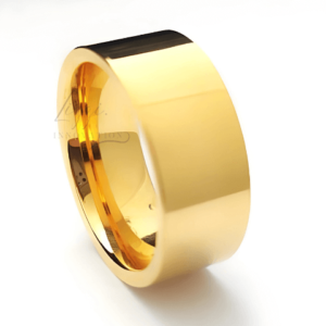 Unidade Aliança Casamento Reta 8mm Com 6 Camadas Ouro 18k em Tungstênio