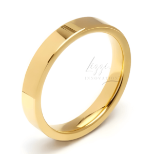 Unidade Aliança Casamento Reta 4mm Com 6 Camadas Ouro 18k em Tungstênio