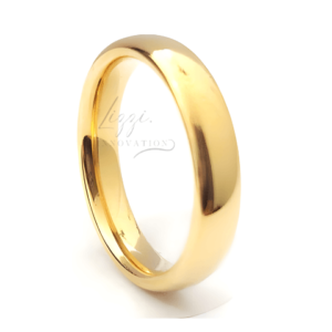 Unidade Aliança Casamento Boleada Tradicional 4mm Com 6 Camadas Ouro 18k em Tungstênio
