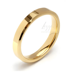 Unidade Aliança Casamento Chanfrada 4mm Com 6 Camadas Ouro 18k em Tungstênio